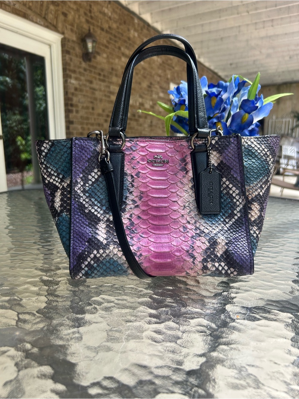 Coach Crosby Python Print Leather embossed Mini Satchel / Crossbody